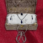 Royal Blue American Diamond Pendant Set with Premium American Diamond Bangles and Ring Premium Luxury Gift Hamper