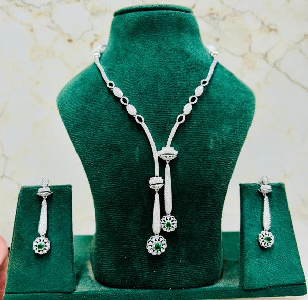 Jesmin Designer American Diamond Pendant Set