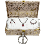 Ruby Red American Diamond Premium Pendent Set with Adjustable Bracelet and Pair of Silver Kada - Premium Luxury Gift Hamper