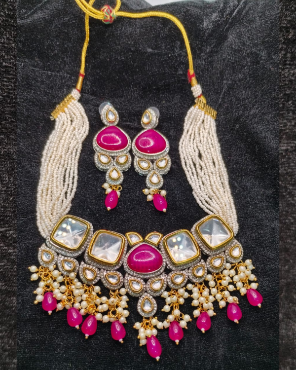 Magenta Kundan Peral Set